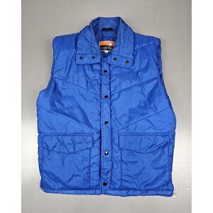 Ozark Trail Puffer Vest Mens Med. Vintage Blue Snap‎ Nylon.